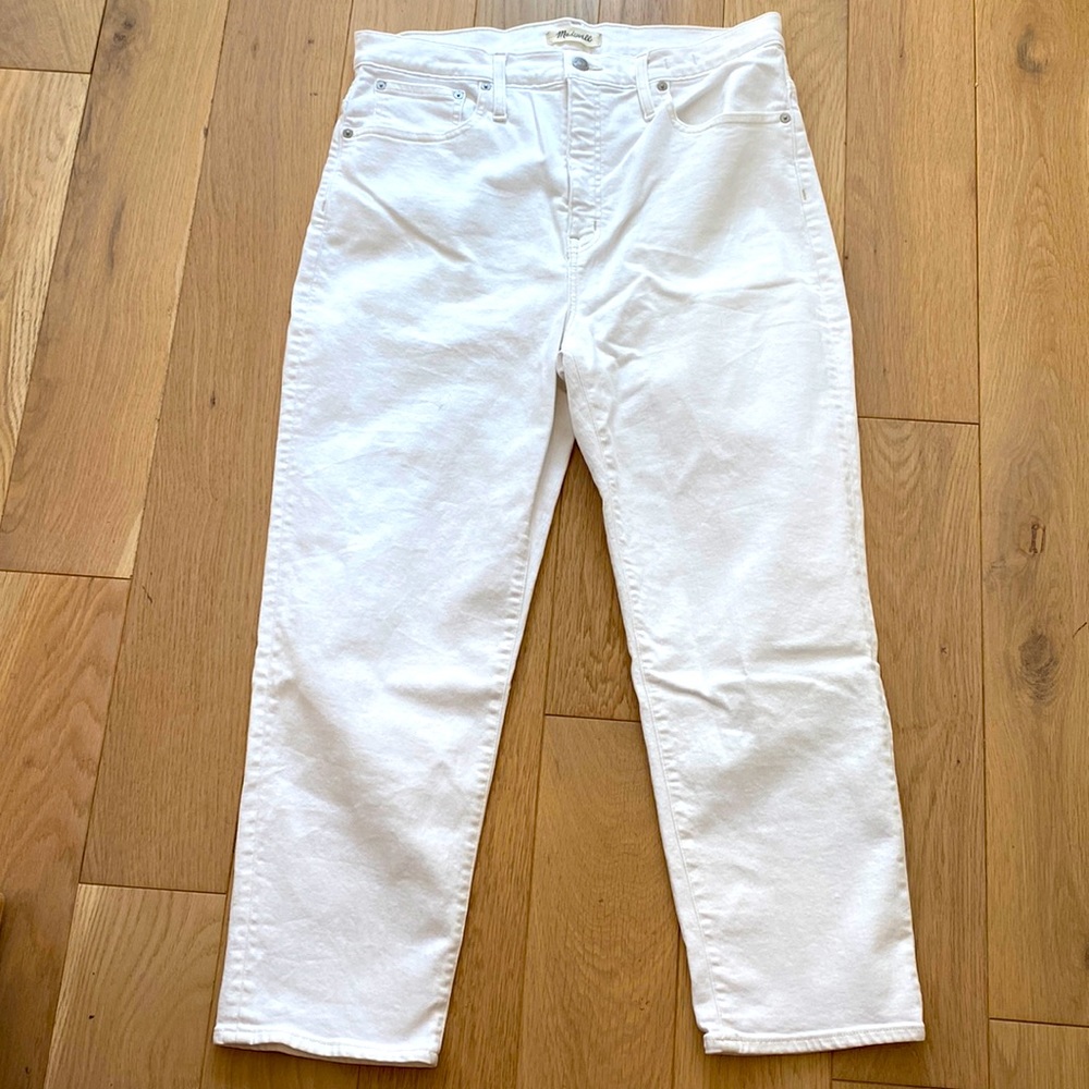 NWOT Madewel White Denim classic Straight Jeans